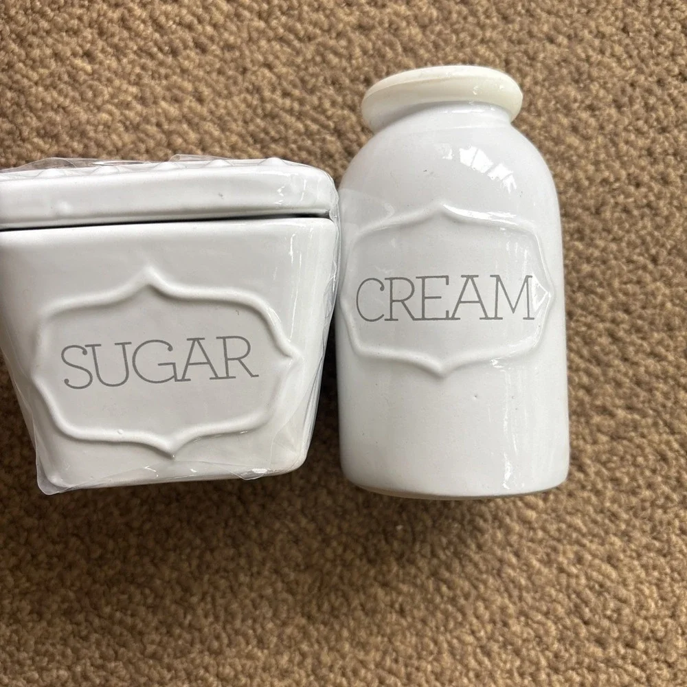 Threshold Cream Sugar  Jar Bowl Porcelain Ceramic Stoneware White